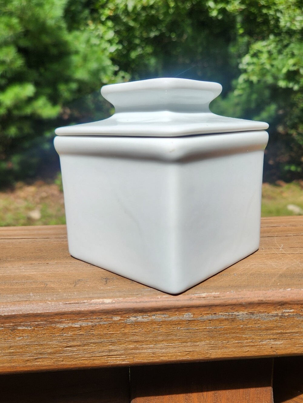 Fox Run Square White Porcelain Butter Keeper/Butter Bell